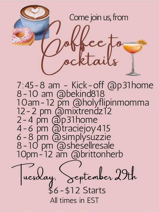 Accessories - Live 9/29 From Coffee to Cocktails Raid Train